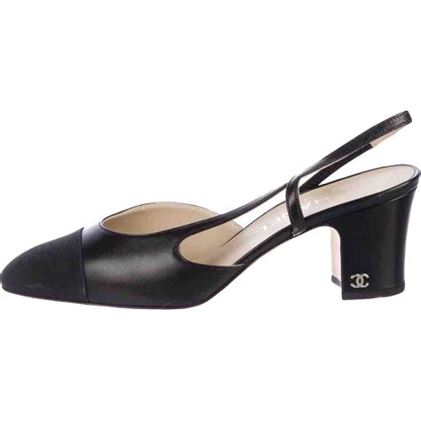 chanel black slingback|Chanel black aa slingback heel.